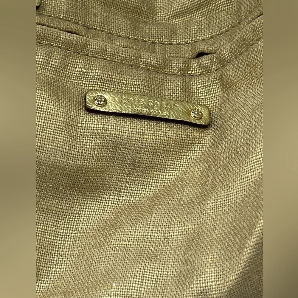 Authenticated Kate Spade Gold Metallic Glitter Canvas Leather Gabi Avalon Hobo‎